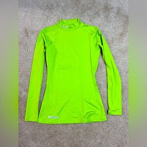 Under Armour Cold Gear running turtleneck mock neck base layer top neon skiing